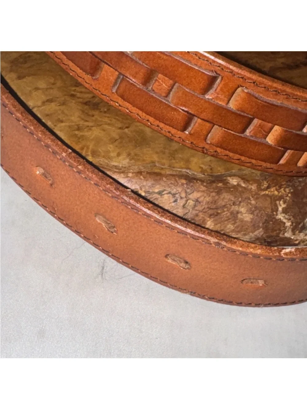 Brown Leather Belt with Embossed Logo